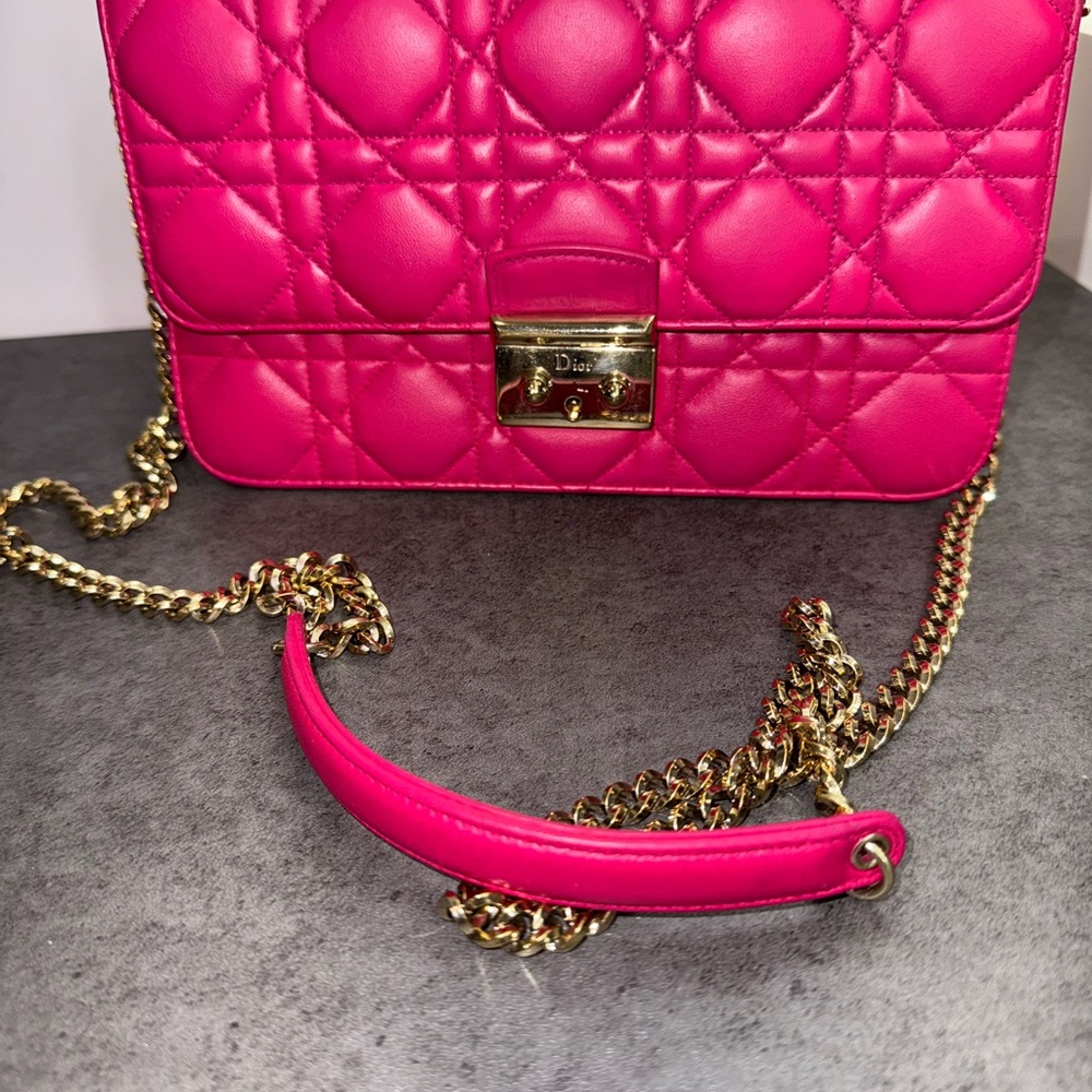 Dior Fuchsia Quilted Crossbody Bag with Gold Chain